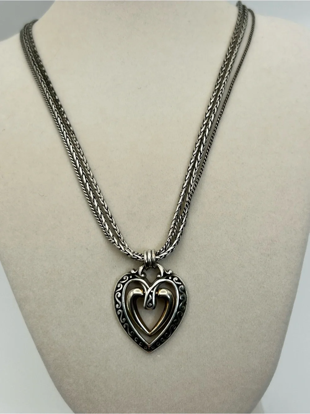 Brighton Ellington Heart Pendant Necklace Silver Plated 18